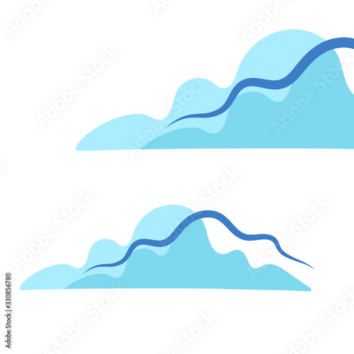 Group of light blue clouds in the sky. Nice weather. Nature elements. Summer seaside beach pool party weather. Flat cartoon colourful vector illustration  icon  sticker isolated on white background.
