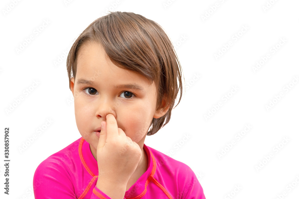 little school girl picking her nose, bad habits of children little school girl picking her nose, bad habits of children