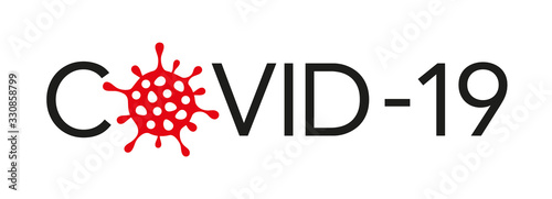 COVID-19 coronavirus web banner concept on a white background. The sign of the virus instead of the letter O. COVID-19. Vector illustration