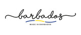 Made in Barbados handwritten calligraphic lettering logo sticker flag ribbon banner