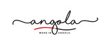 Made in Angola handwritten calligraphic lettering logo sticker flag ribbon banner
