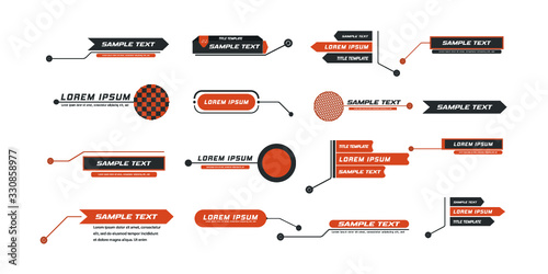Digital callouts, footnotes. Layout for links and digital information. Source for advertising. Set of HUD. Vector illustration. Futuristic hud frame red png.