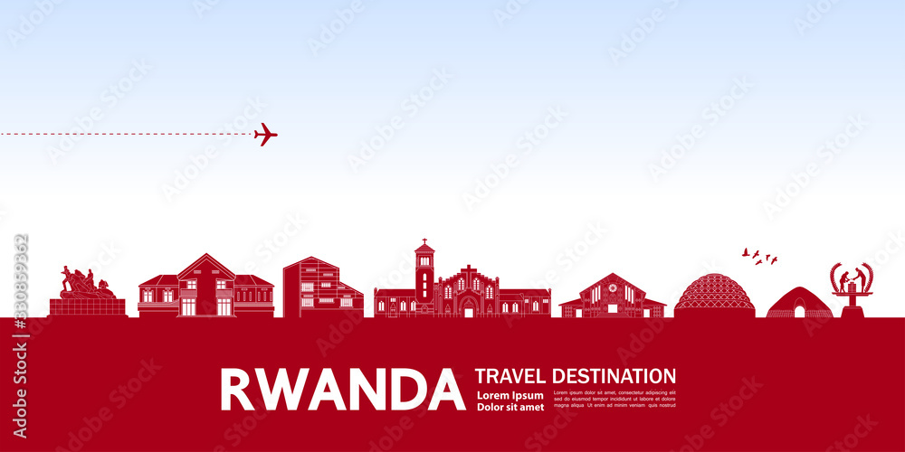 Rwanda travel destination grand vector illustration. 
