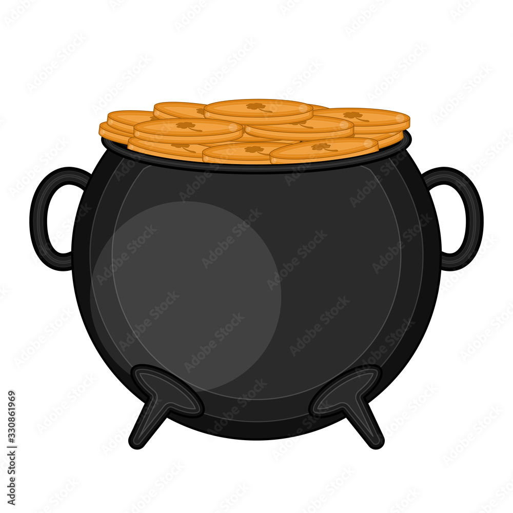 Isolated pot with golden coins Isolated pot with golden coins