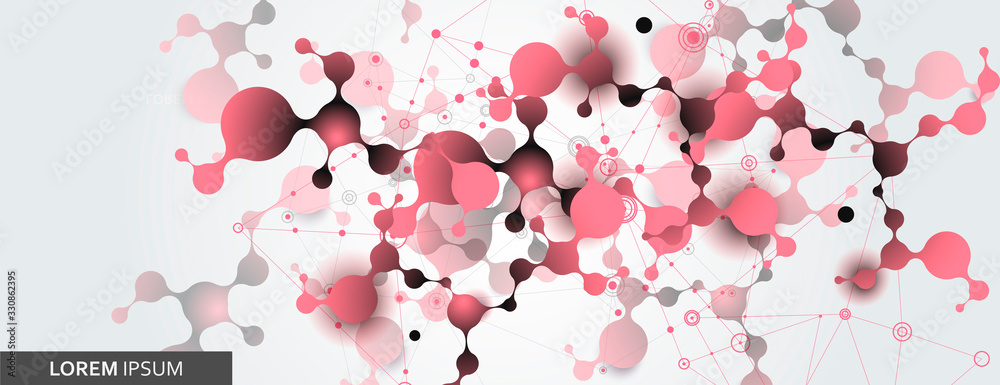 Abstract molecule vector template for biotechnology, energy, medical, science concept. Connection design illustration