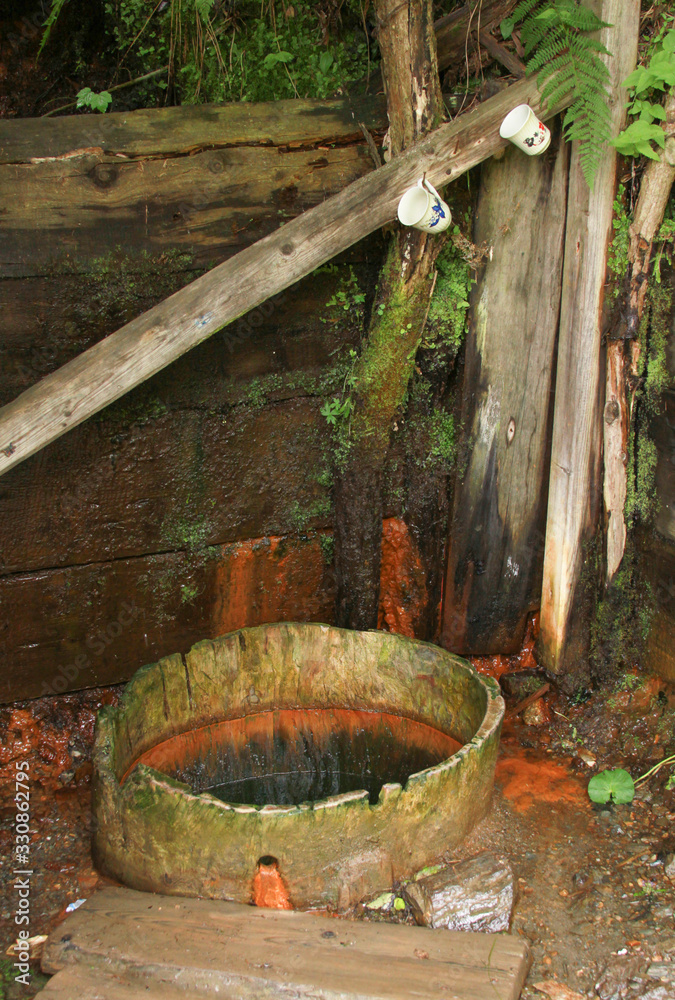 Natural iron rich mineral water well in Romania Natural iron rich mineral water well in Romania