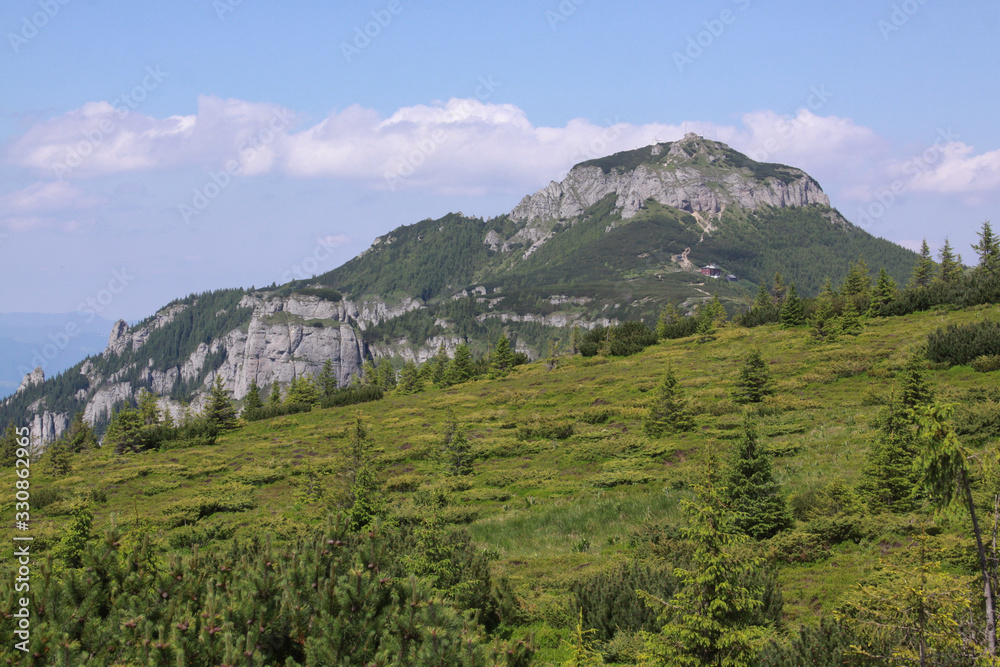 Toaca peak in Ceahlau mountains, Romania