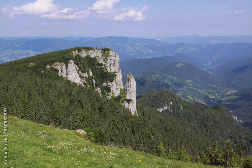 Ceahlau Massif mountain cliffs in Romania