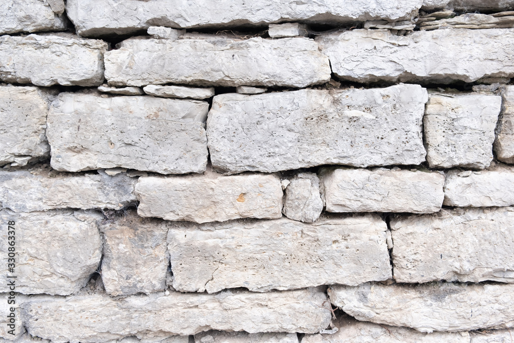 A fragment of a gray stone wall from sloppy stones, cobblestones of various sizes. Ideal for wallpapers, backgrounds and textures. A fragment of a gray stone wall from sloppy stones, cobblestones of various sizes. Ideal for wallpapers, backgrounds and textures.