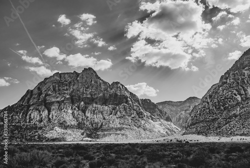 Photography Mount Wilson and Pine Creek Canyon  in Black and White at Red Rock Canyon Nation