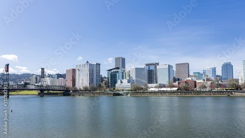 Wallpaper Mural Porland Oregon downtown city skyline timelapse hyperlapse during daytime on a beautiful morning in the Spring season. Torontodigital.ca