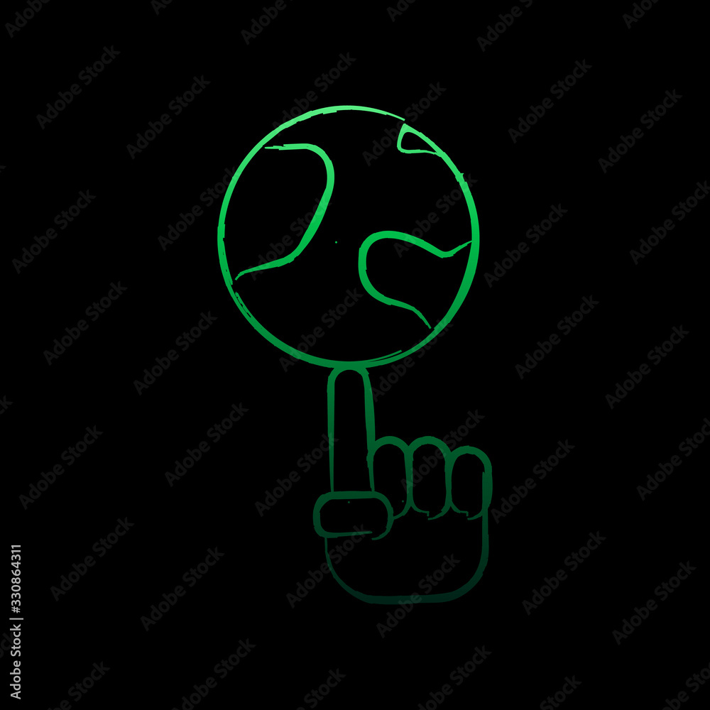 globe on the finger nolan icon. Simple thin line, outline vector of Creative idea icons for ui and ux, website or mobile application globe on the finger nolan icon. Simple thin line, outline vector of Creative idea icons for ui and ux, website or mobile application