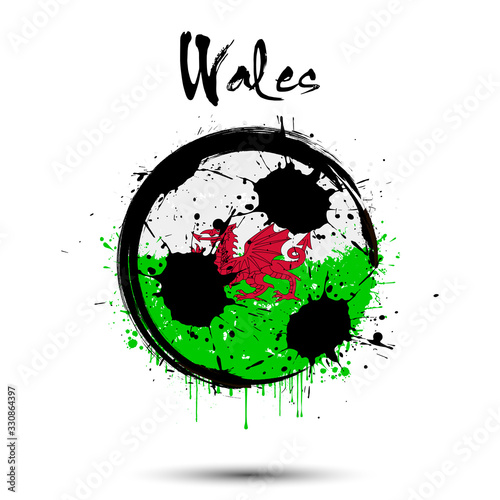 Soccer ball in the colors of the Wales flag