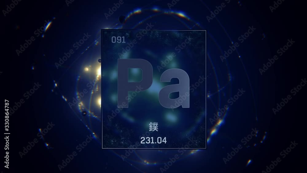 Protactinium as Element 91 of the Periodic Table. Seamlessly looping 3D ...