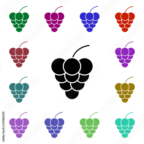 Grapes, fruit, organic multi color style icon. Simple glyph, flat vector of ecology icons for ui and ux, website or mobile application