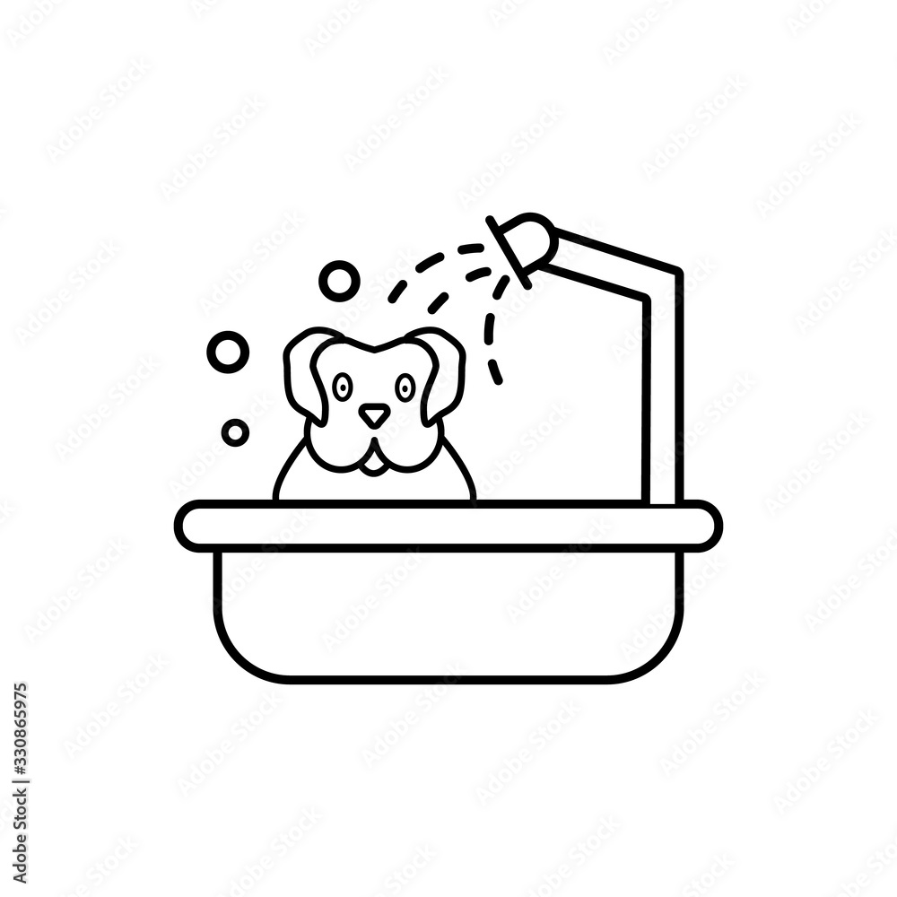 Bath, dog icon. Simple line, outline vector elements of veterinary icons for ui and ux, website or mobile application Bath, dog icon. Simple line, outline vector elements of veterinary icons for ui and ux, website or mobile application