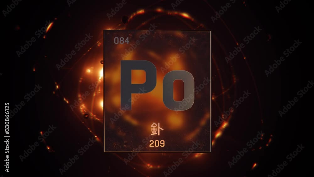 Polonium as Element 84 of the Periodic Table. Seamlessly looping 3D ...