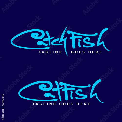 Catch fish or Cat fish wordmark logo set. vector