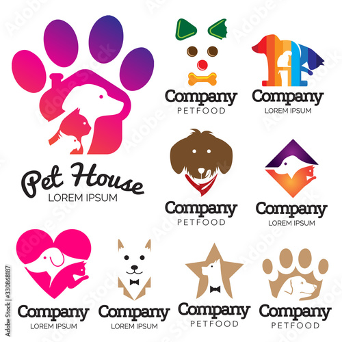 Dog and pet theme logo set. vector
