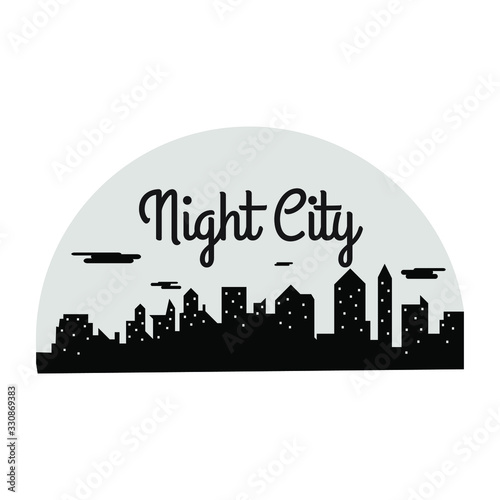 at night in the city and shrouded in mist