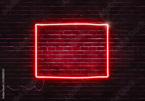 Neon sign on a brick wall in the shape of Colorado.(illustration series)