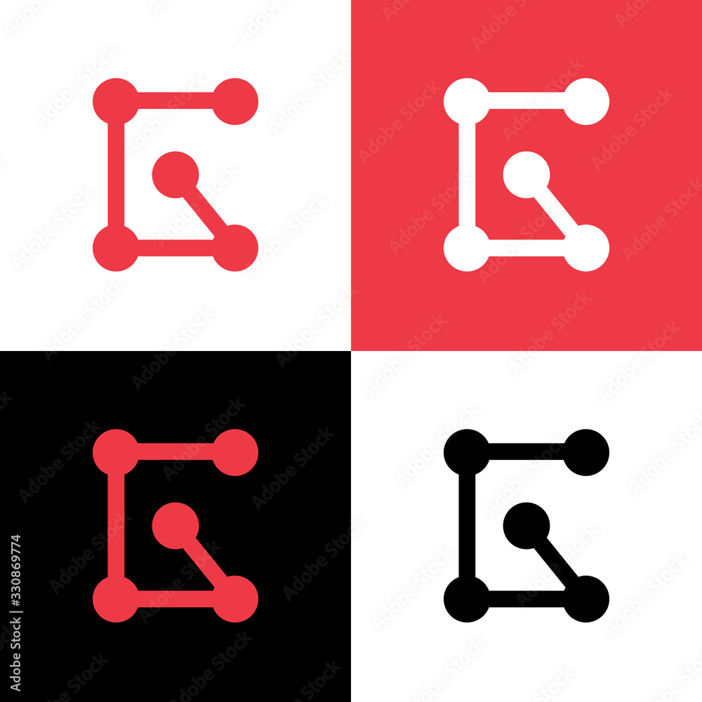 Initial letter G logo icon, dot connection technology symbol