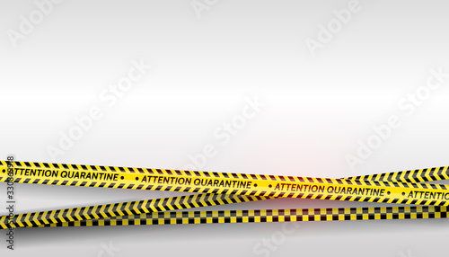Pandemic stop. Coronavirus covid-19 2019-nCoV. Black and yellow stripes set. Warning tapes. Danger. Quarantine biohazard sign. Caution ,Warning or stop corona virus concept. Vector