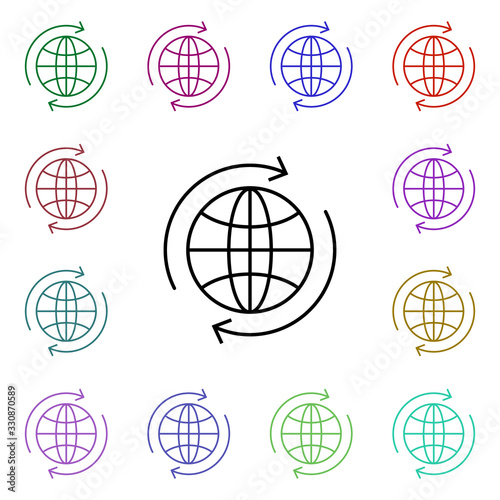 global multi color style icon. Simple thin line, outline vector of online shopping icons for ui and ux, website or mobile application