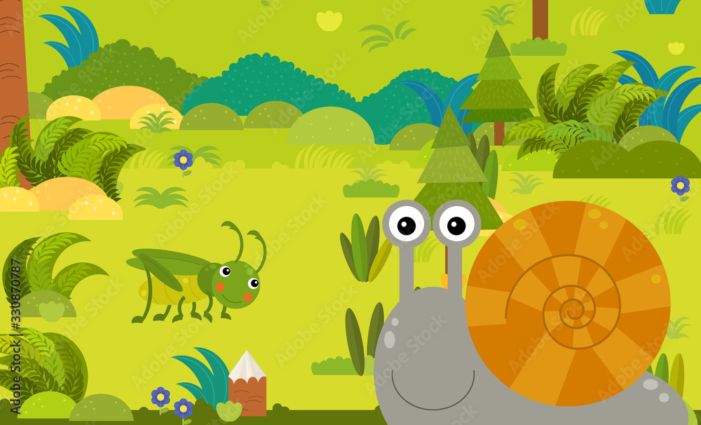 Obraz premium cartoon scene with different european animals in the forest illustration