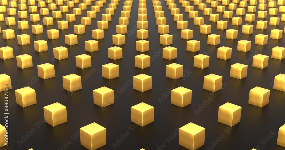 Abstract background with golden cubes 【loop】 Abstract background with golden cubes 【loop】