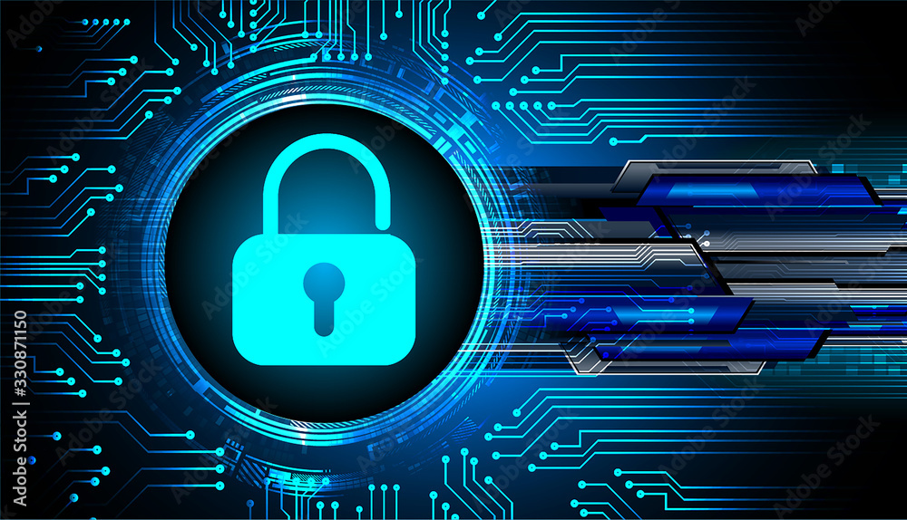 Closed Padlock on digital background, cyber security
