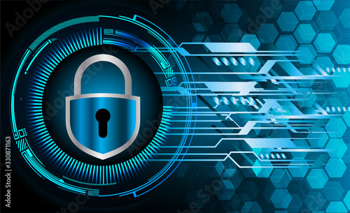 Closed Padlock on digital background, cyber security