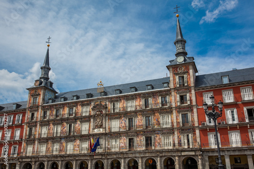 Beautiful antique buildings around Plaza Mayor at Madrid city center