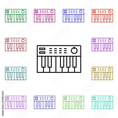 Rock midi keyboard multi color style icon. Simple glyph, flat vector of rock and roll icons for ui and ux, website or mobile application