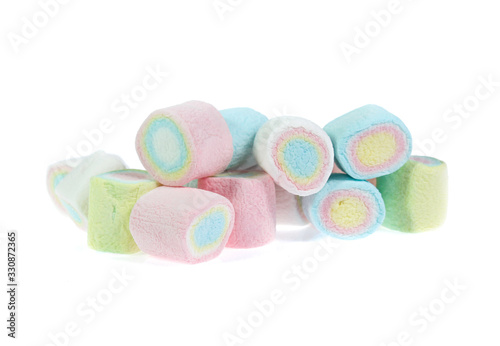 colorful marshmallows candy  on white background