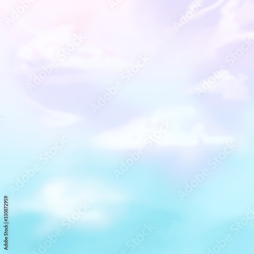 Blue and pink sky fantasy aesthetic watercolor painting