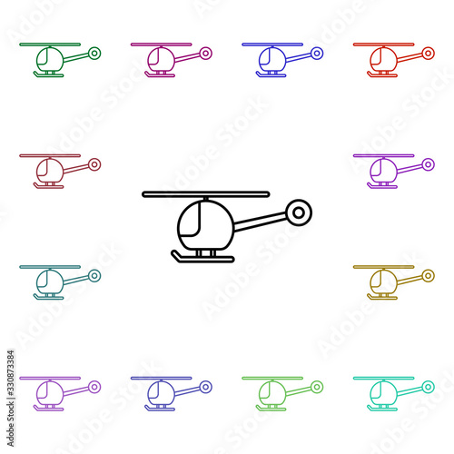 Child helicopter line multi color style icon. Simple thin line, outline vector of toys icons for ui and ux, website or mobile application photo