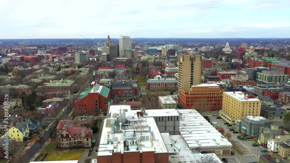 Flyover Drone View of Brown University Campus Flyover Drone View of Brown University Campus