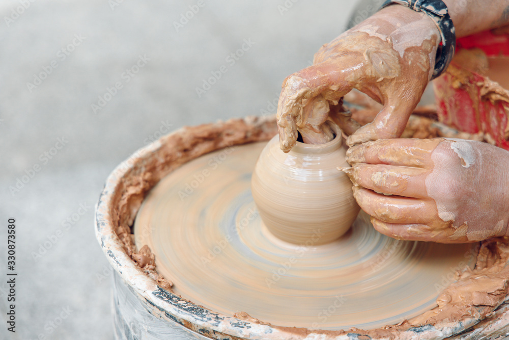 pottery hands hand made process of making clay vase motion