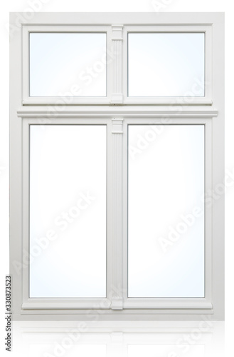 Plastic (wooden) window isolated on white background.