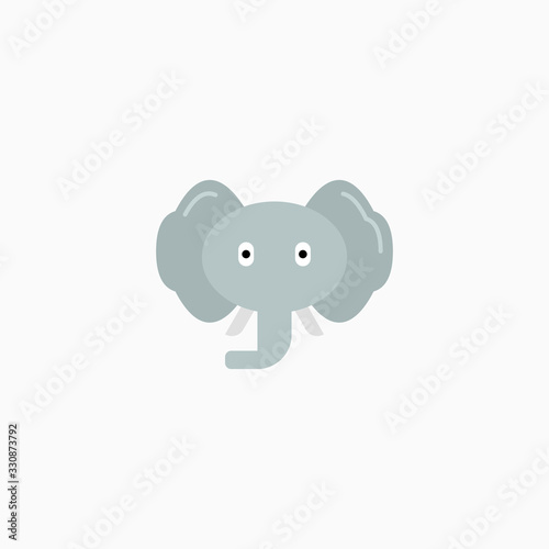 Vector Flat Elephant s face isolated. Cartoon style illustration. Animal s head logo. Object for web  poster  banner  print design. Advertisement decoration element.