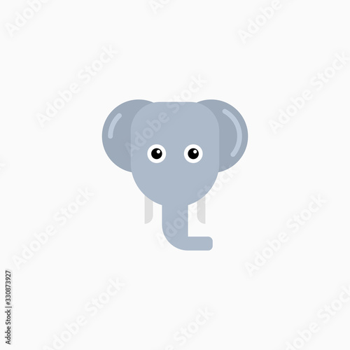 Vector Flat Elephant s face isolated. Cartoon style illustration. Animal s head logo. Object for web  poster  banner  print design. Advertisement decoration element.