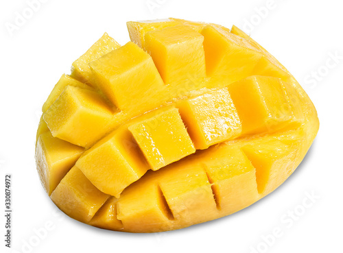 clipping path yellow mango isolated on white background