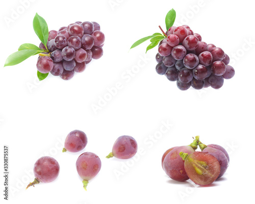 red grape isolated on white (Mix, set , collection)