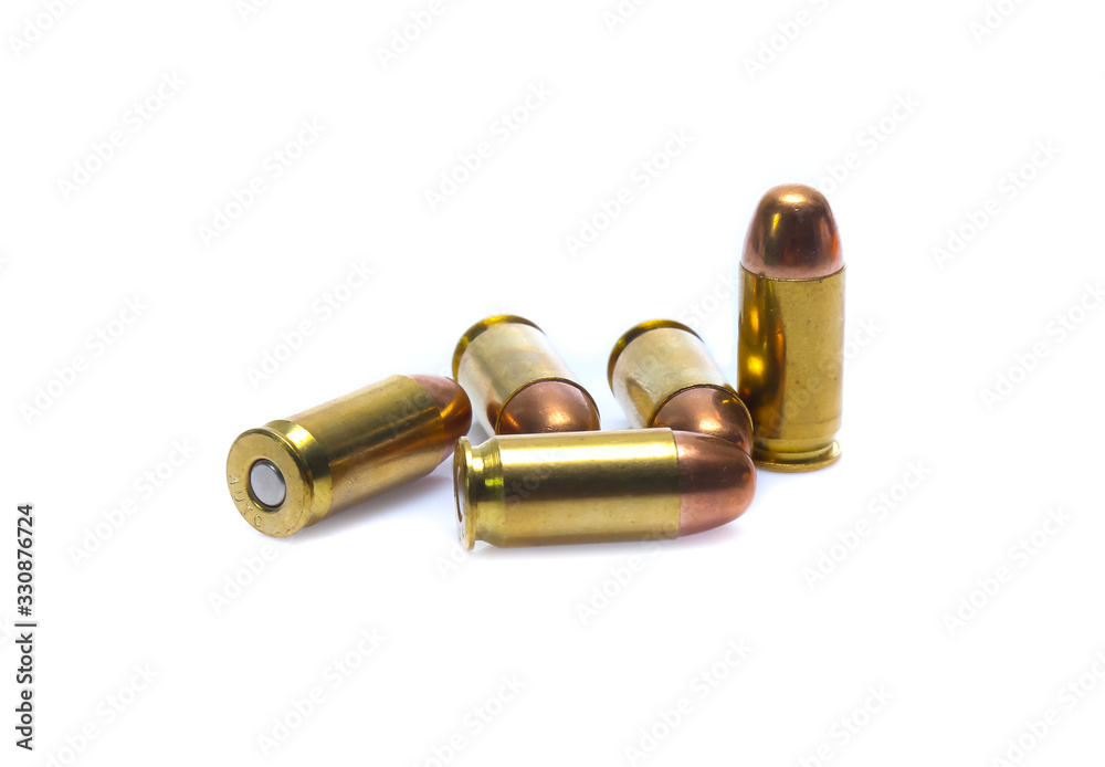 cartridges of .45 ACP pistols ammo isolated cartridges of .45 ACP pistols ammo isolated