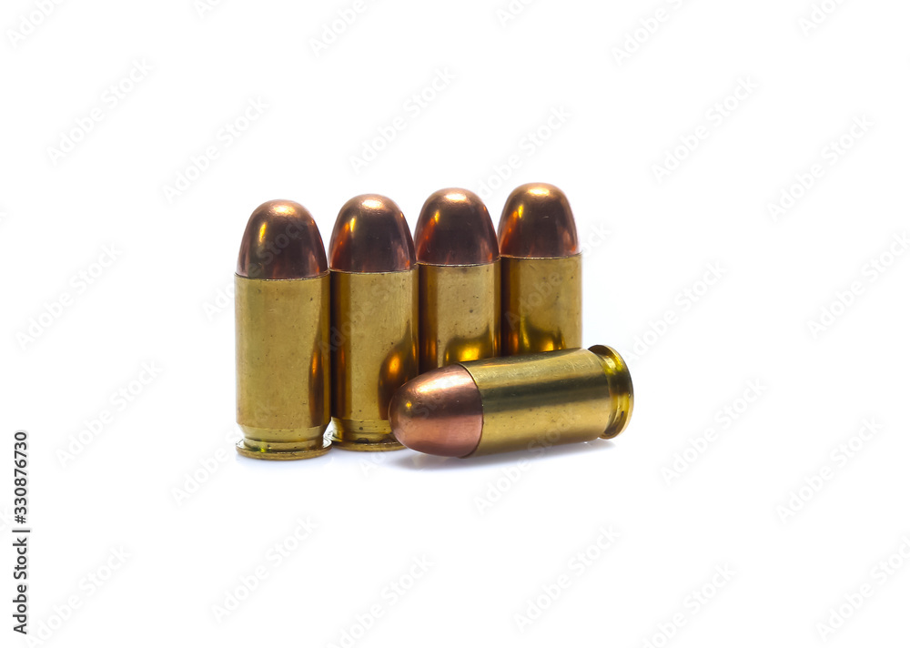 cartridges of .45 ACP pistols ammo isolated cartridges of .45 ACP pistols ammo isolated