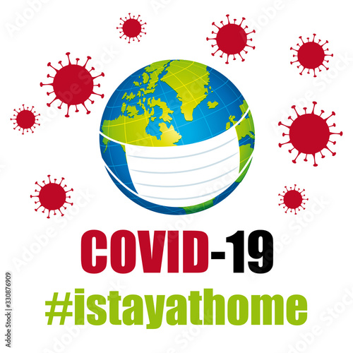 Covid-19 Coronavirus. English hashtag. I stay at home.