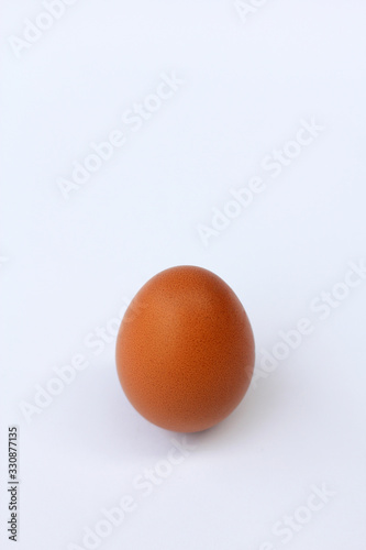 Close-up view of raw egg chicken. isolated on white background.