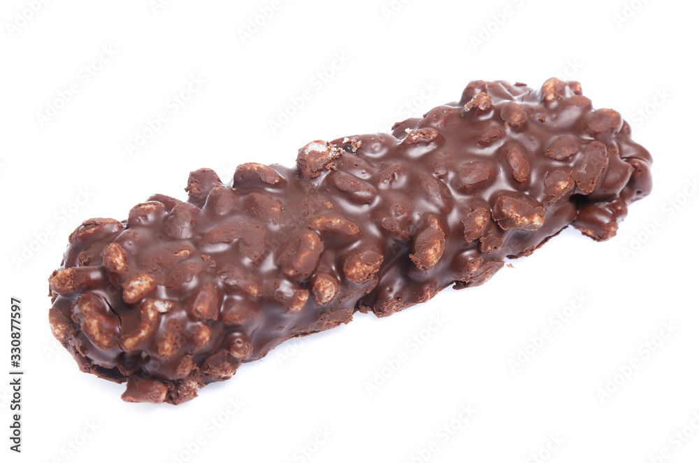 Close up of chocolate bar isolated on white Close up of chocolate bar isolated on white