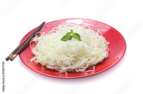 white noodles isolated on white background